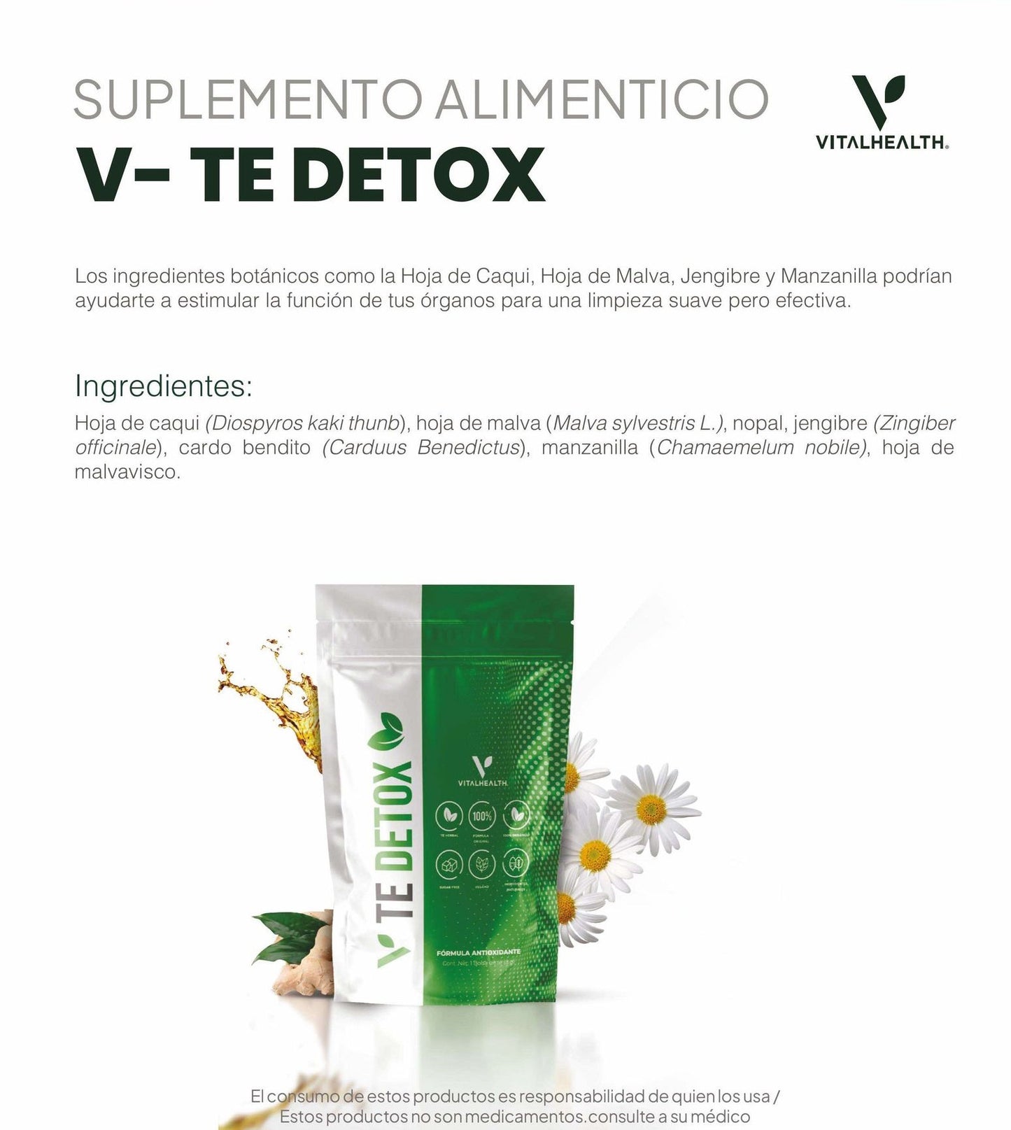 TE DETOX by Vitalhealth -Herbal Detox Drink (1 bag) gentle cleanse, may detox organs