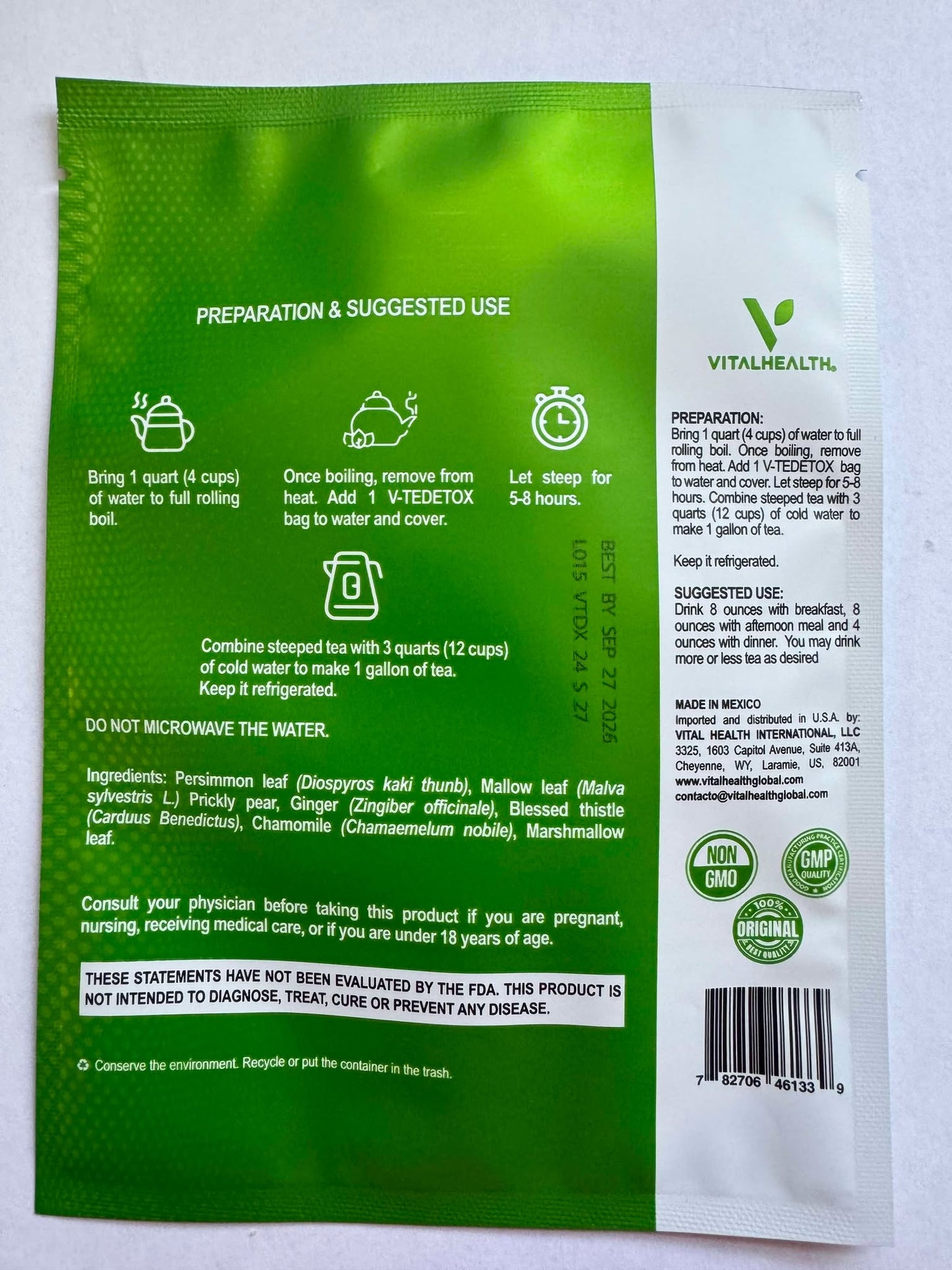 TE DETOX by Vitalhealth -Herbal Detox Drink (1 bag) gentle cleanse, may detox organs